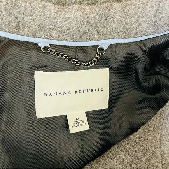 Banana Republic grey wool button preppy classic pea coat jacket medium - Picture 7 of 7